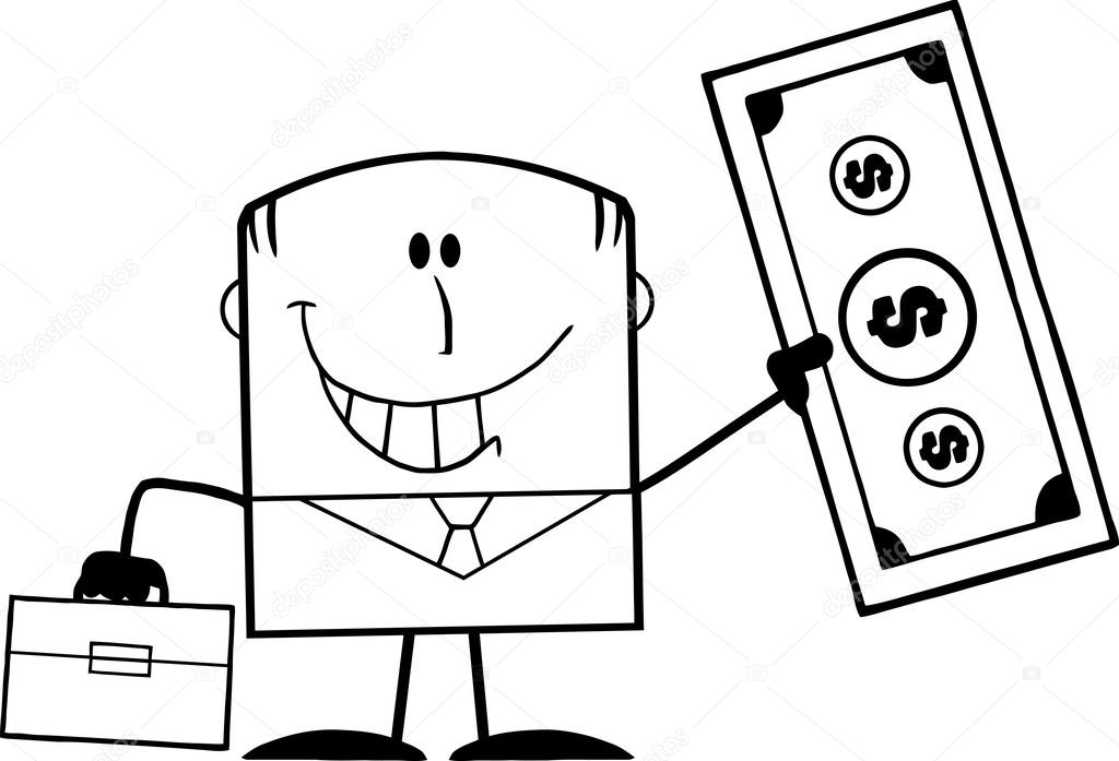 1024x697 Black And White Lucky Businessman With Briefcase Holding A Dollar