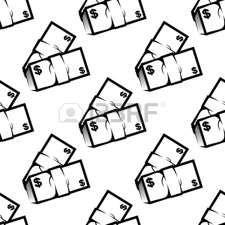 450x450 Dollar Bills, Stacks Of Coins And Gold Bars Sketches, Isolated