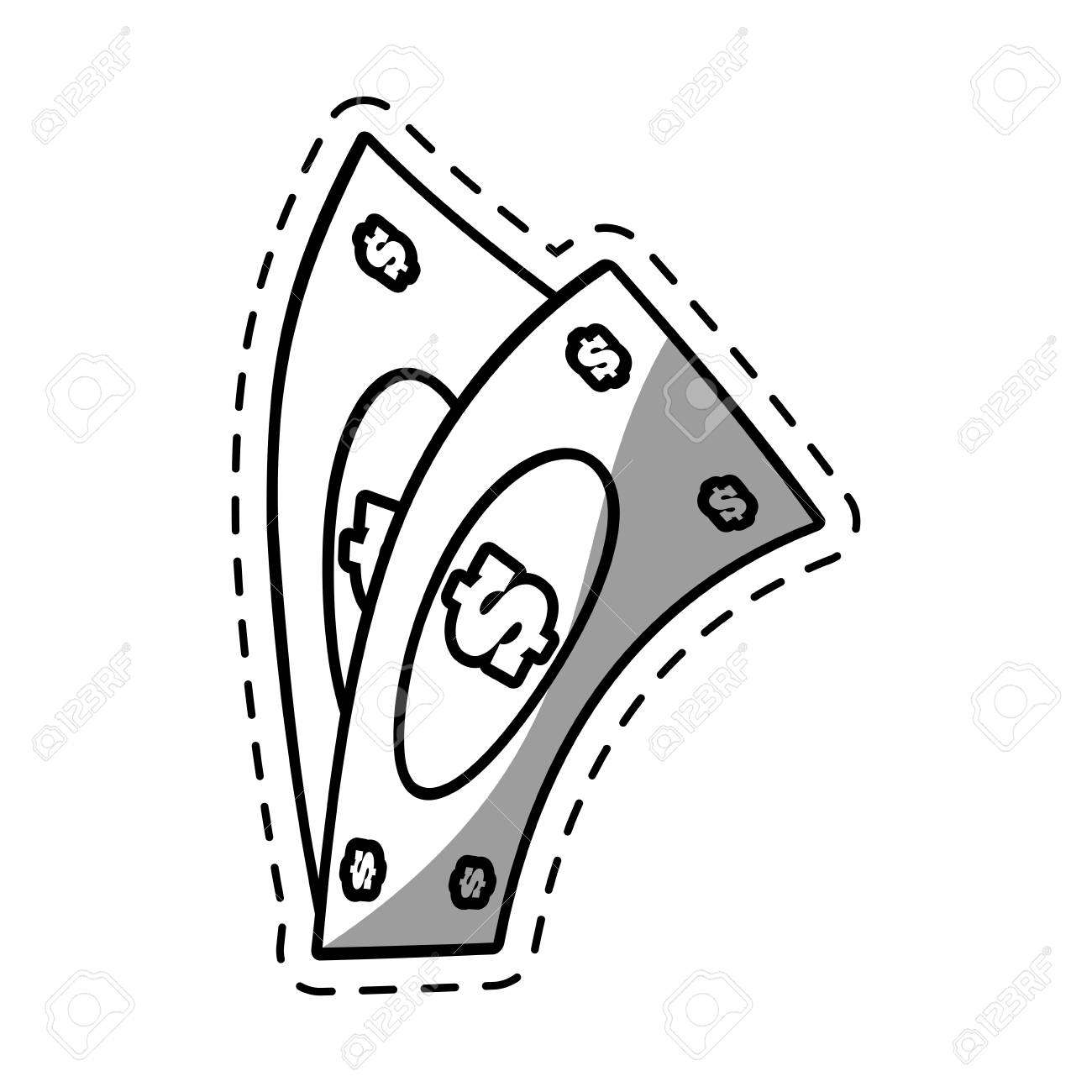 1300x1300 Money Bills Dollar Cash Cut Shadow Vector Illustration Eps 10