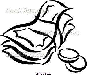 300x259 Dollar Bills And Coins Vector Clip Art