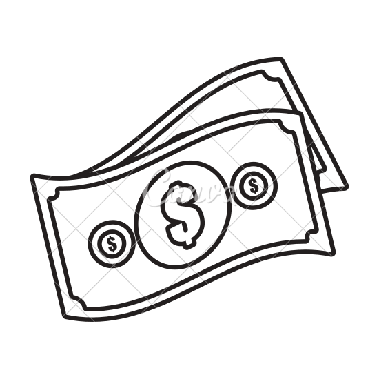 550x550 Money Bills Cash Dollar Design Outline