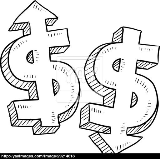 512x509 Rising And Falling Dollar Vector Sketch Vector