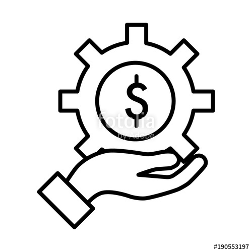 500x500 Gear With Dollar Sign Line Icon. Price Of Repair Service. Isolated