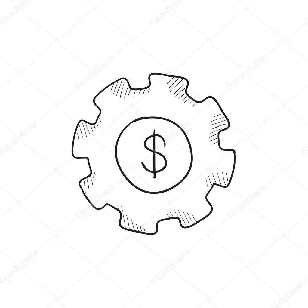 1024x1024 Gear With Dollar Sign Sketch Icon. Stock Vector Rastudio
