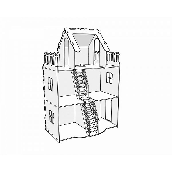600x600 Dollhouse V2. Big Plywood Doll House. Vector Model For Cnc Route