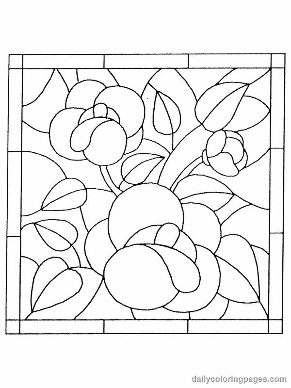 600x800 Stained Glass Flower Coloring Pages