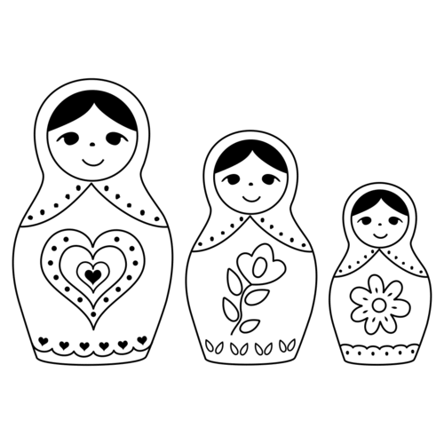 500x500 Babushka Dolls Wood Mounted Stamp Babushka Doll Drawing