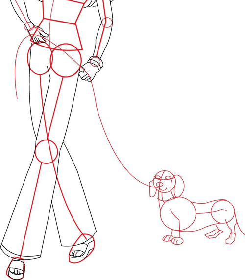 500x572 How To Draw Barbie Doll Walking Her Daschund Dog Drawing Lesson