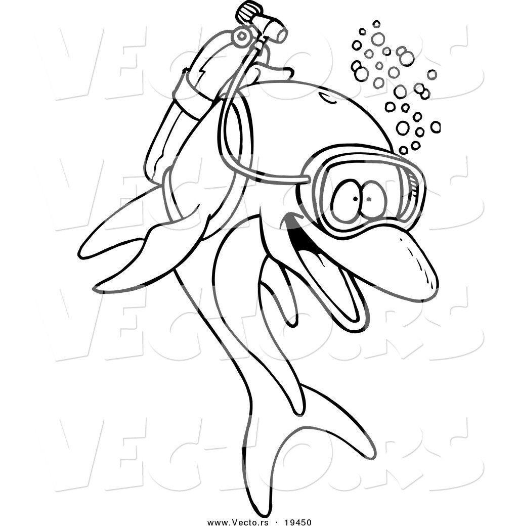 1024x1044 Vector Of A Cartoon Scuba Dolphin