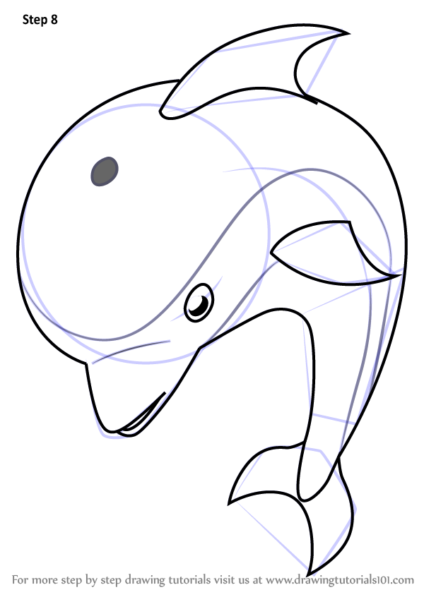 600x846 Learn How To Draw Dolphin For Kids (Animals For Kids) Step By Step