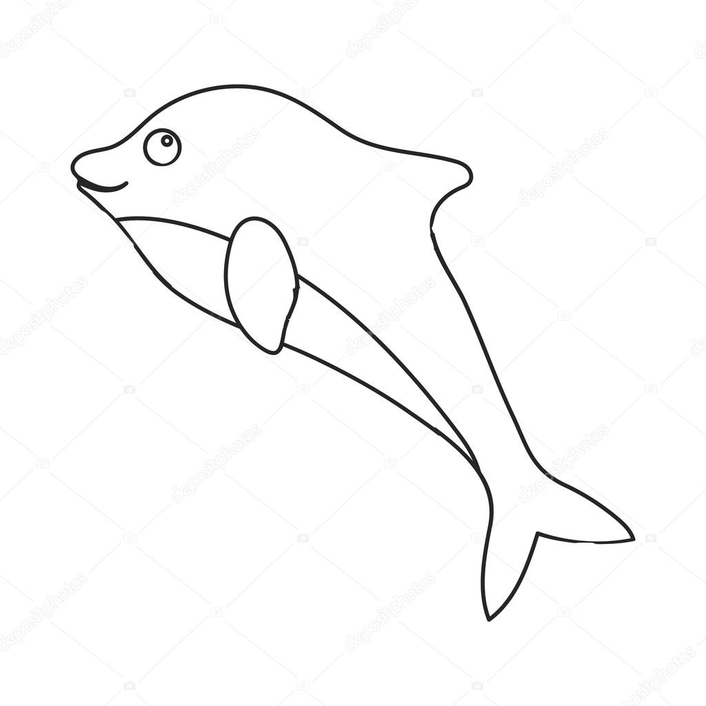 1024x1024 Dolphin Icon Outline. Singe Animal Icon From The Big Animals