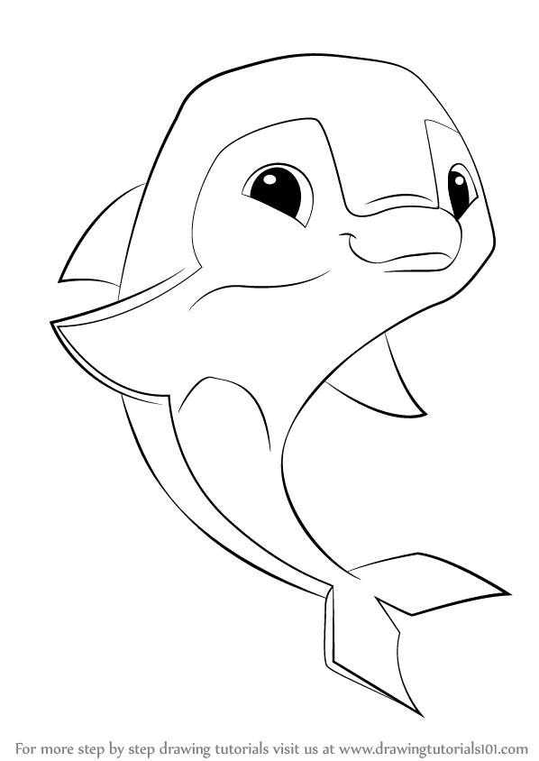 598x844 Learn How To Draw Dolphin From Animal Jam (Animal Jam) Step By