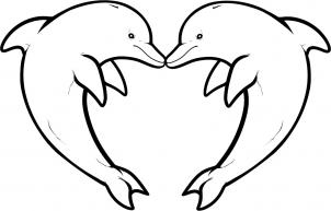 302x193 How To Draw Love Dolphins, Dolphin Heart Step 10 Christmas
