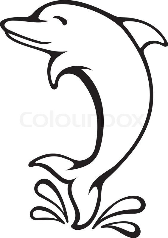 564x800 Simple Black And White Dolphin Cartoon Icon Jumping Out Of Water