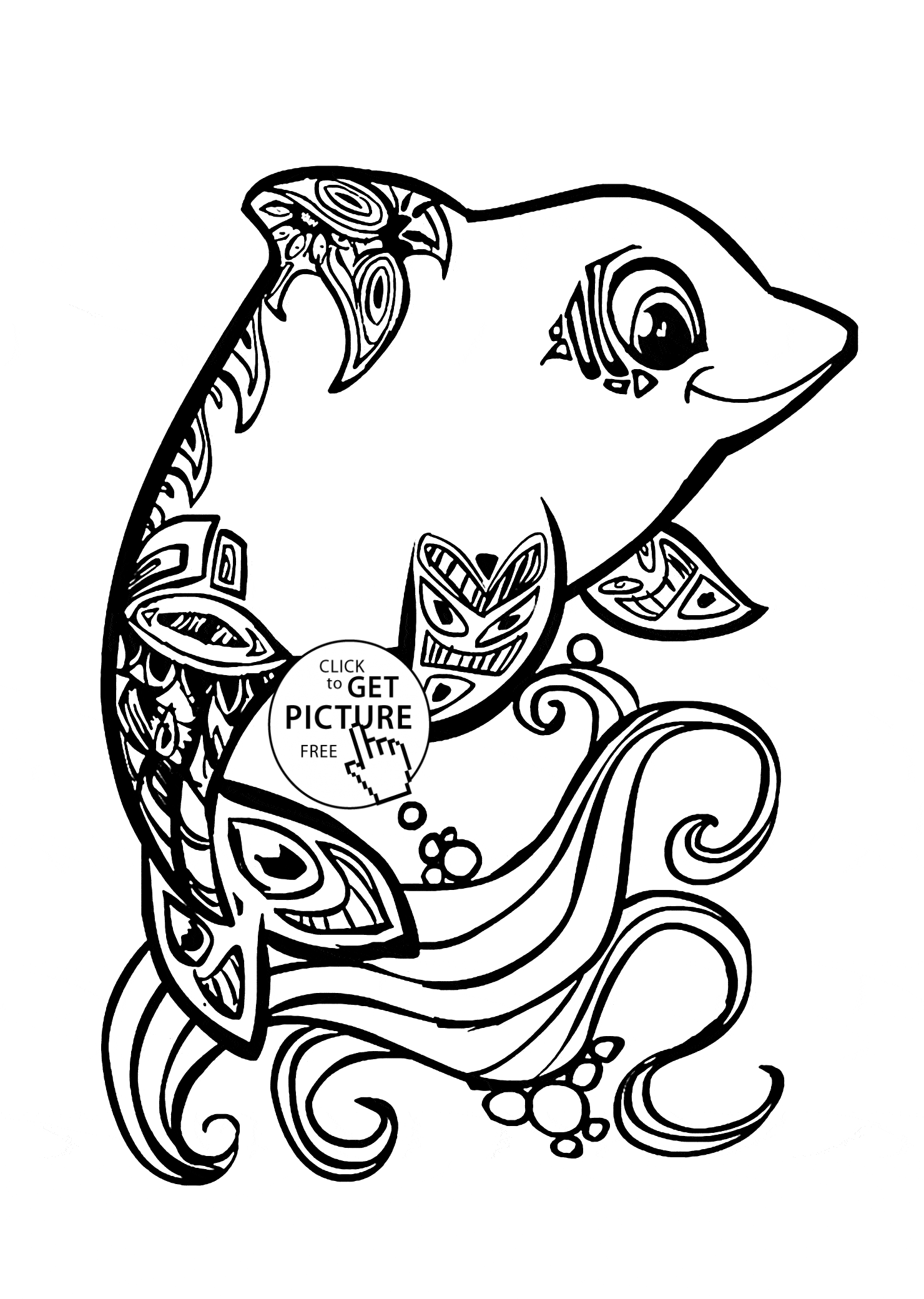 1480x2080 Beautiful Dolphin Coloring Page For Kids, Animal Coloring Pages