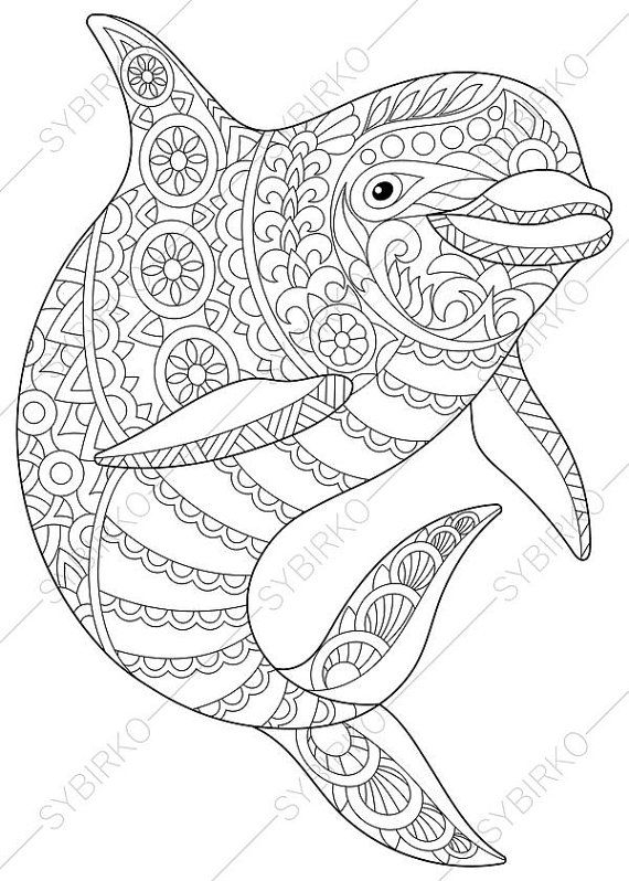 570x798 Dolphin Coloring Pages For Adults Printable