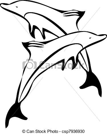 376x470 Dolphins Clipart Line Drawing