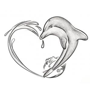 298x298 Grey Ink Dolphin Tattoo Sketch
