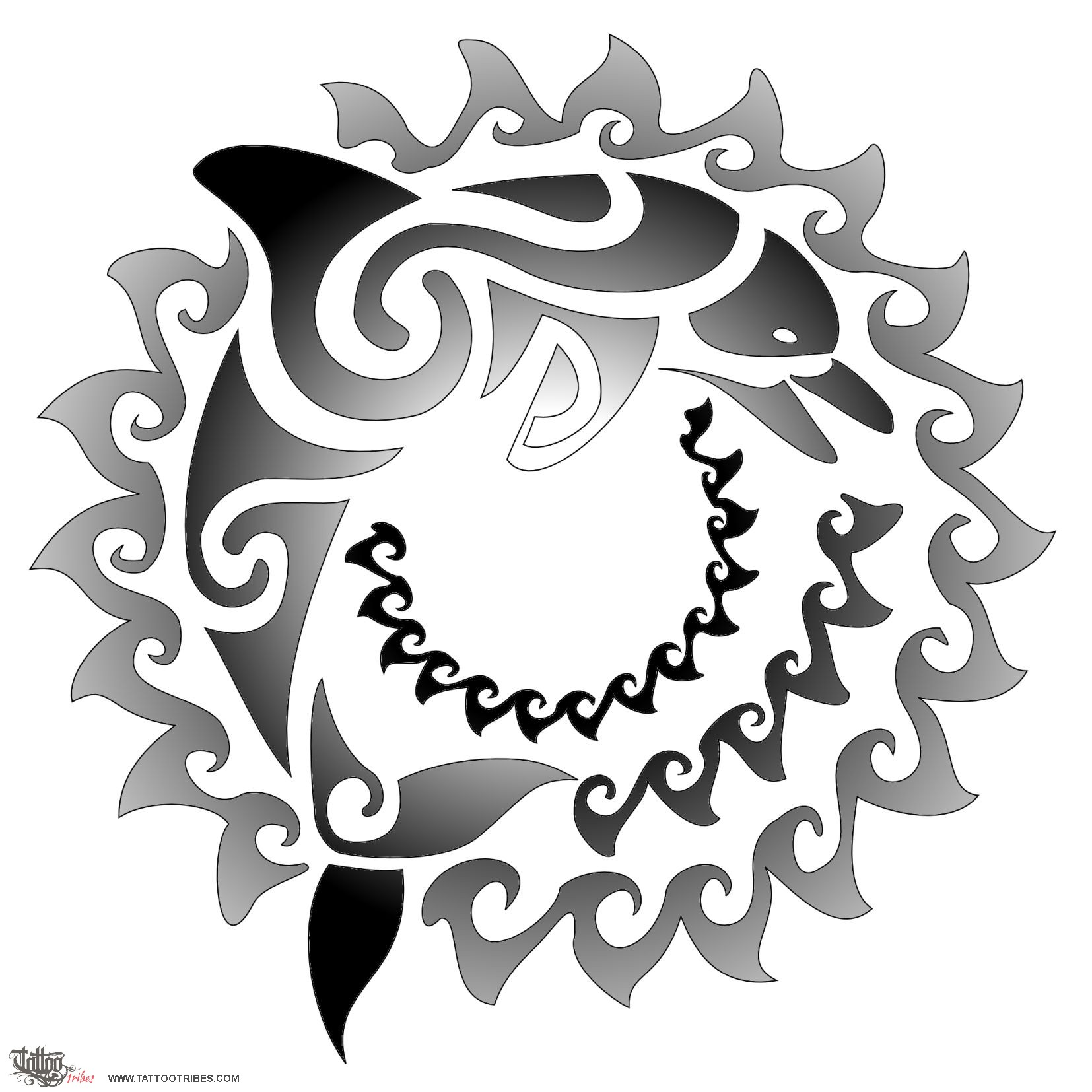 1654x1654 Tattoo Of Sun And Dolphin, Joy, Positiveness Tattoo