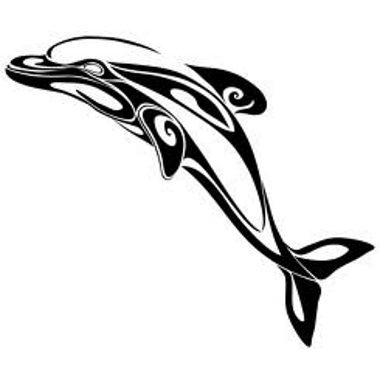 380x380 Black White Dolphin Tattoo