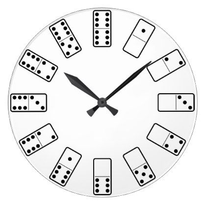 422x422 Original Design Black And White Domino Symbols Large Clock
