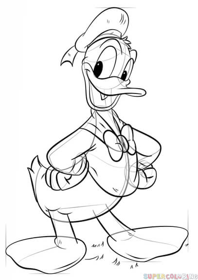 407x575 How To Draw Donald Duck Step By Step Drawing Tutorials