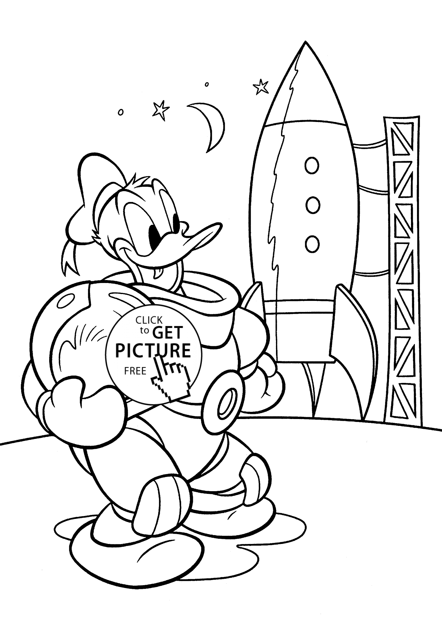 1483x2079 Donald Duck Astronaut Coloring Pages For Kids, Printable Free