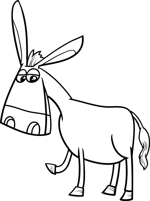 626x837 Donkey Cartoon Coloring Book Vector Premium Download