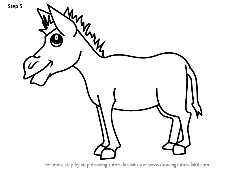 844x598 Learn How To Draw A Cartoon Donkey (Cartoon Animals) Step By Step