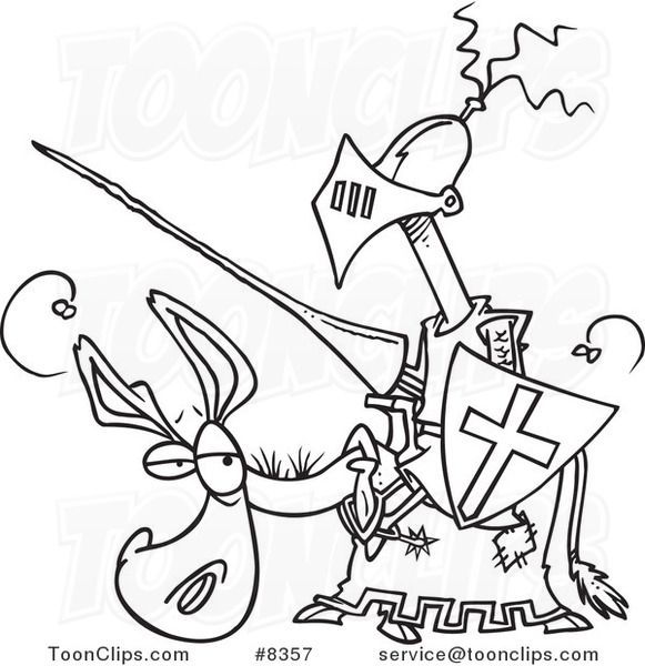 581x600 Cartoon Blacknd White Line Drawing Of Broke Jouster On