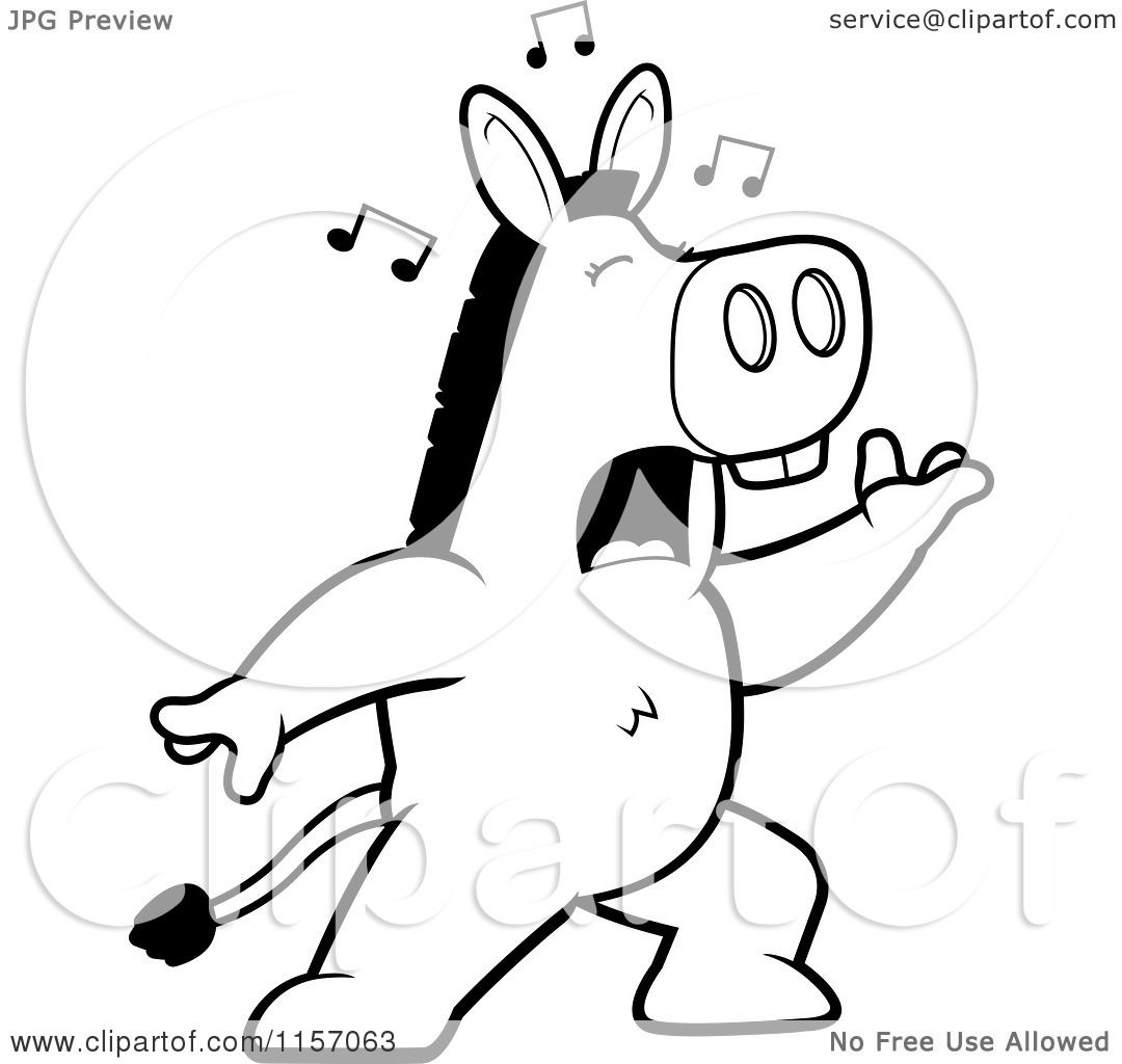 1080x1024 Cartoon Clipart Of A Black And White Donkey Singing And Lunging