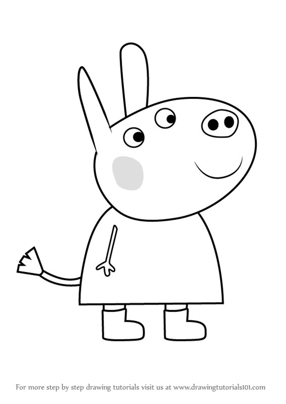 566x800 Learn How To Draw Delphine Donkey From Peppa Pig (Peppa Pig) Step