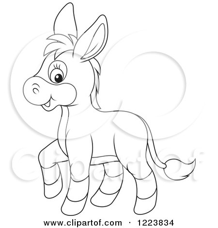 450x470 Clipart Of An Outlined Cute Baby Donkey