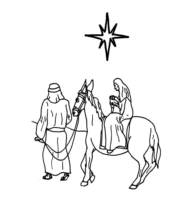 600x704 Drawing Mary And Donkey Coloring Pages Drawing Mary And