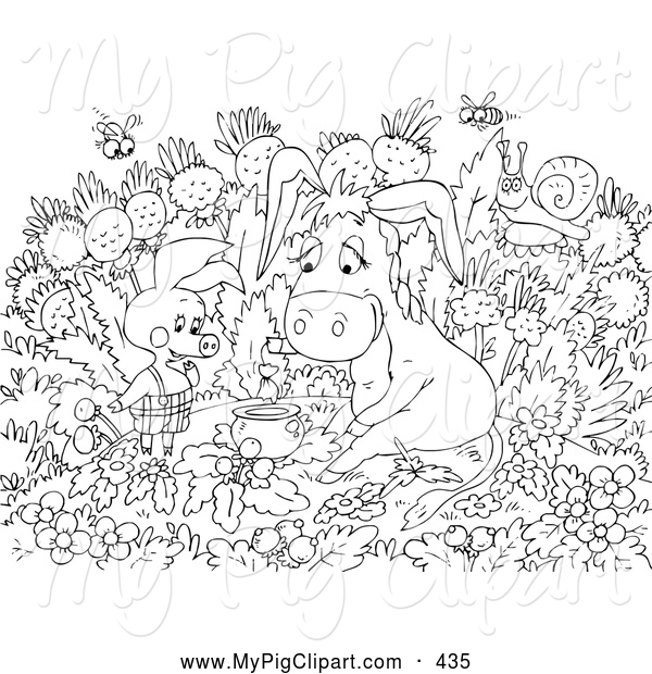 600x620 Swine Clipart Of A Black White Coloring Page Of A Pig