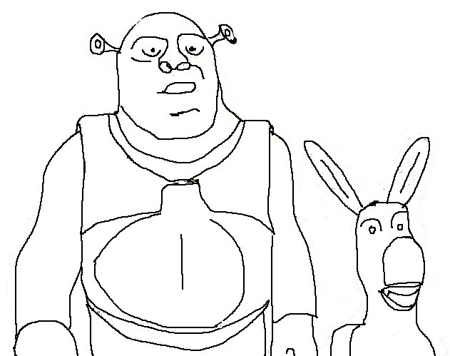 631x499 Cartoon Character Coloring Pages Shrek And Donkey Art Class