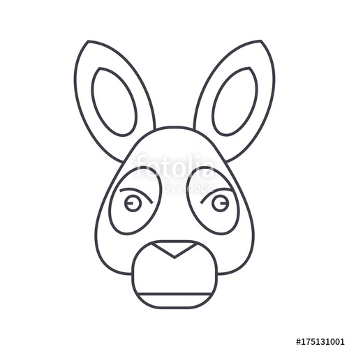 500x500 Donkey Head Vector Line Icon, Sign, Illustration On White