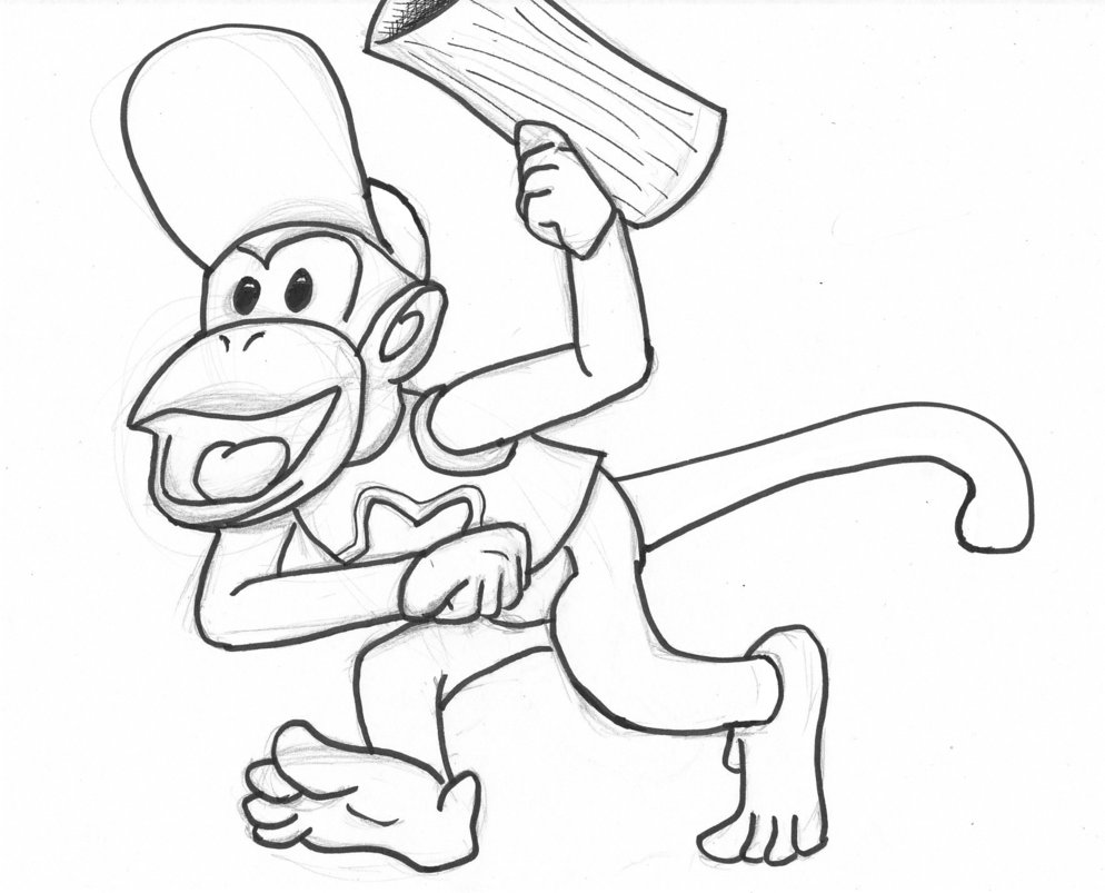 994x803 Inking Practice Diddy Kong By Masterofaeons