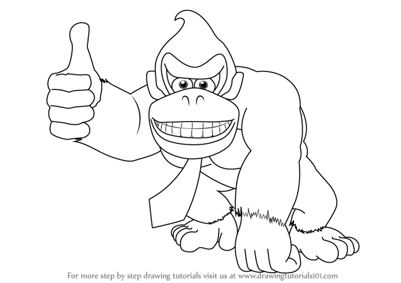 800x566 Learn How To Draw Donkey Kong (Donkey Kong) Step By Step Drawing