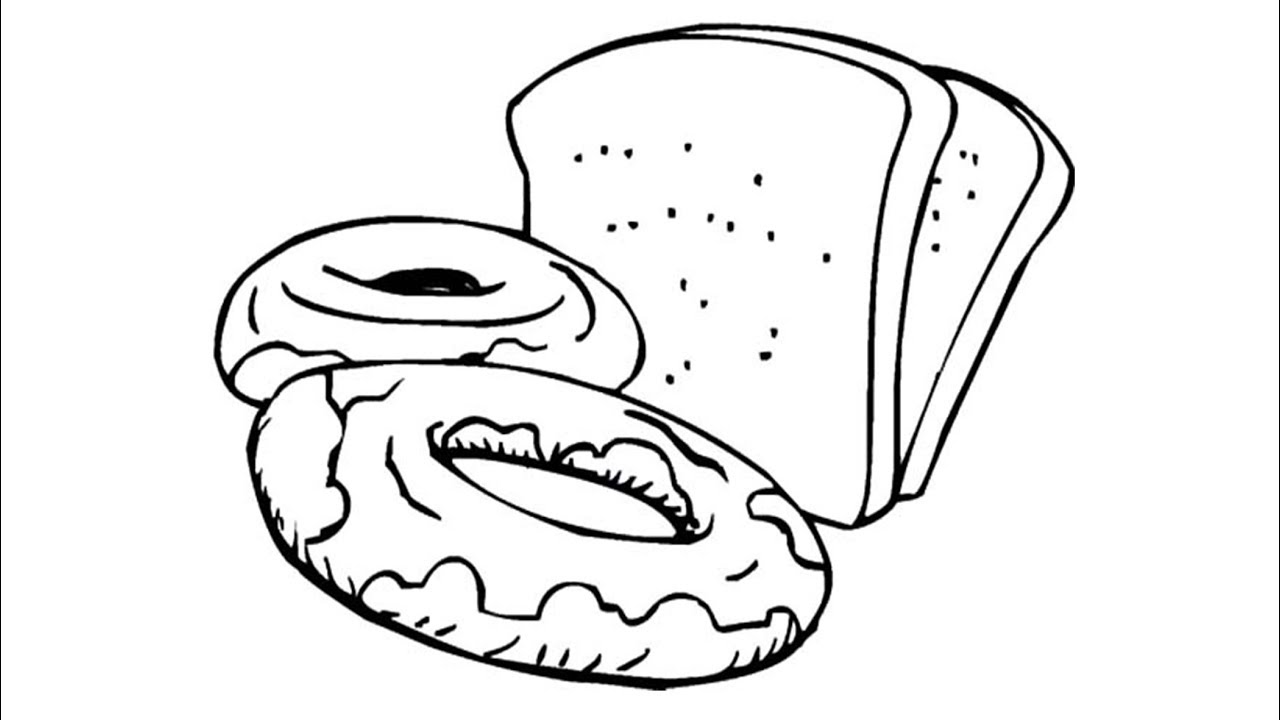 1280x720 Donut And Bread Coloring Page