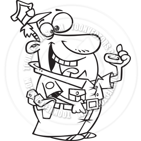 460x460 Cartoon Cop Eating A Donut (Black And White Line Art) By Ron