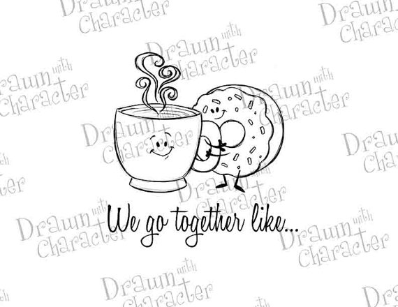 570x440 We Go Together Like Coffee And Donuts Digital Stamp Art