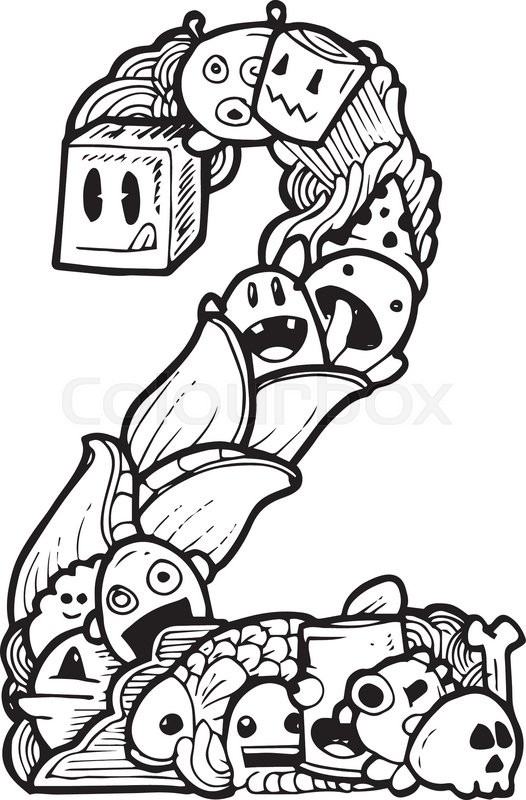 526x800 Illustration Of Doodle Number 2 Stock Vector Colourbox
