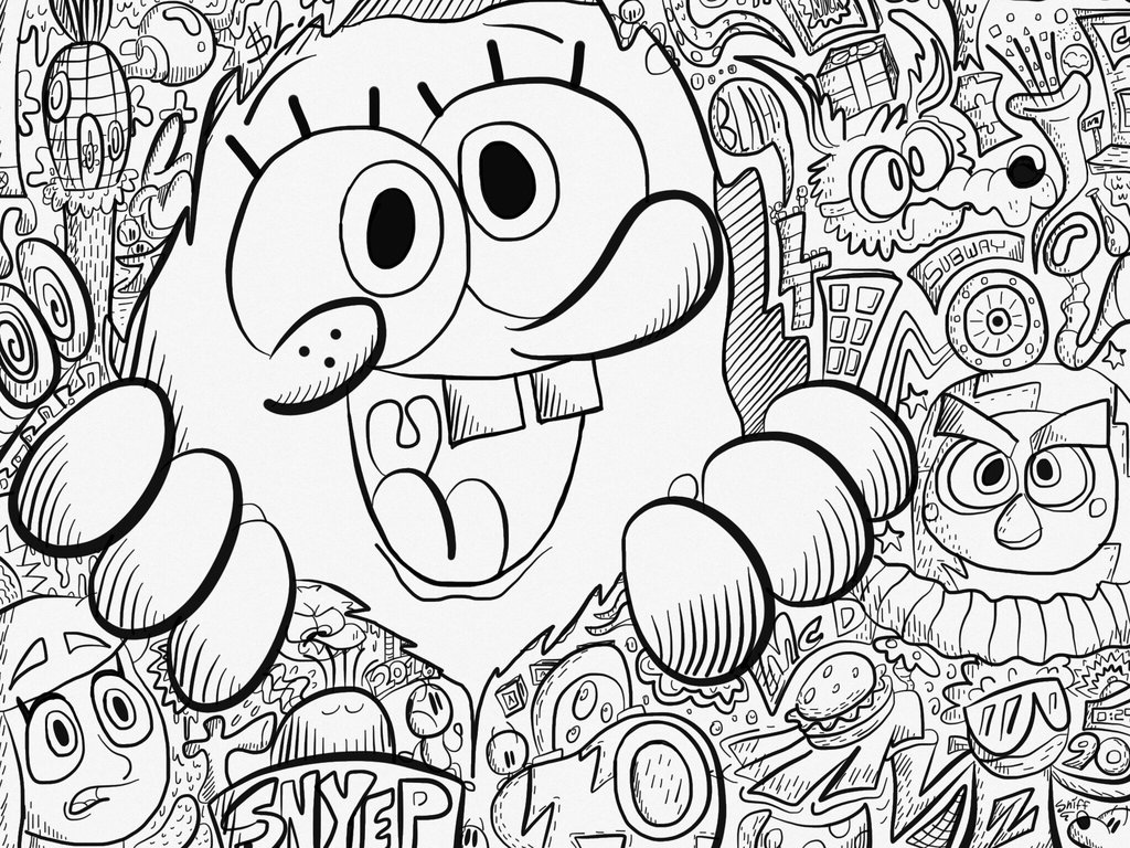 1024x768 Spongebob Doodle By Tystycartoons