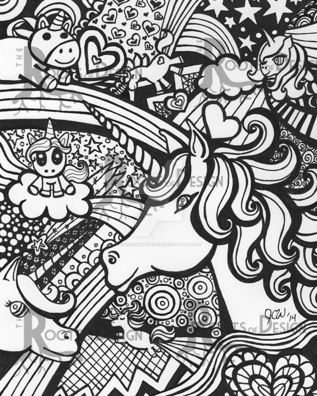 1024x1280 Unicorn Doodle By Therootsofdesign