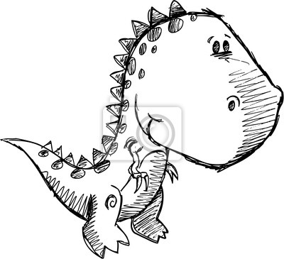 400x365 Dinosaur Sketch Doodle Drawing Illustration Art Wall Mural