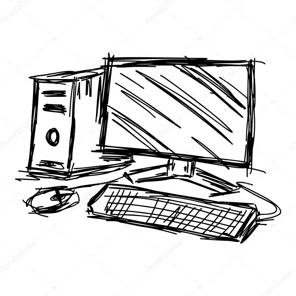 1024x1024 Illustration Vector Hand Draw Doodles Of Sketch Personal Compute