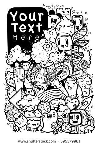 324x470 Stock Vector Hipster Hand Drawn Crazy Doodle Monster City Drawing