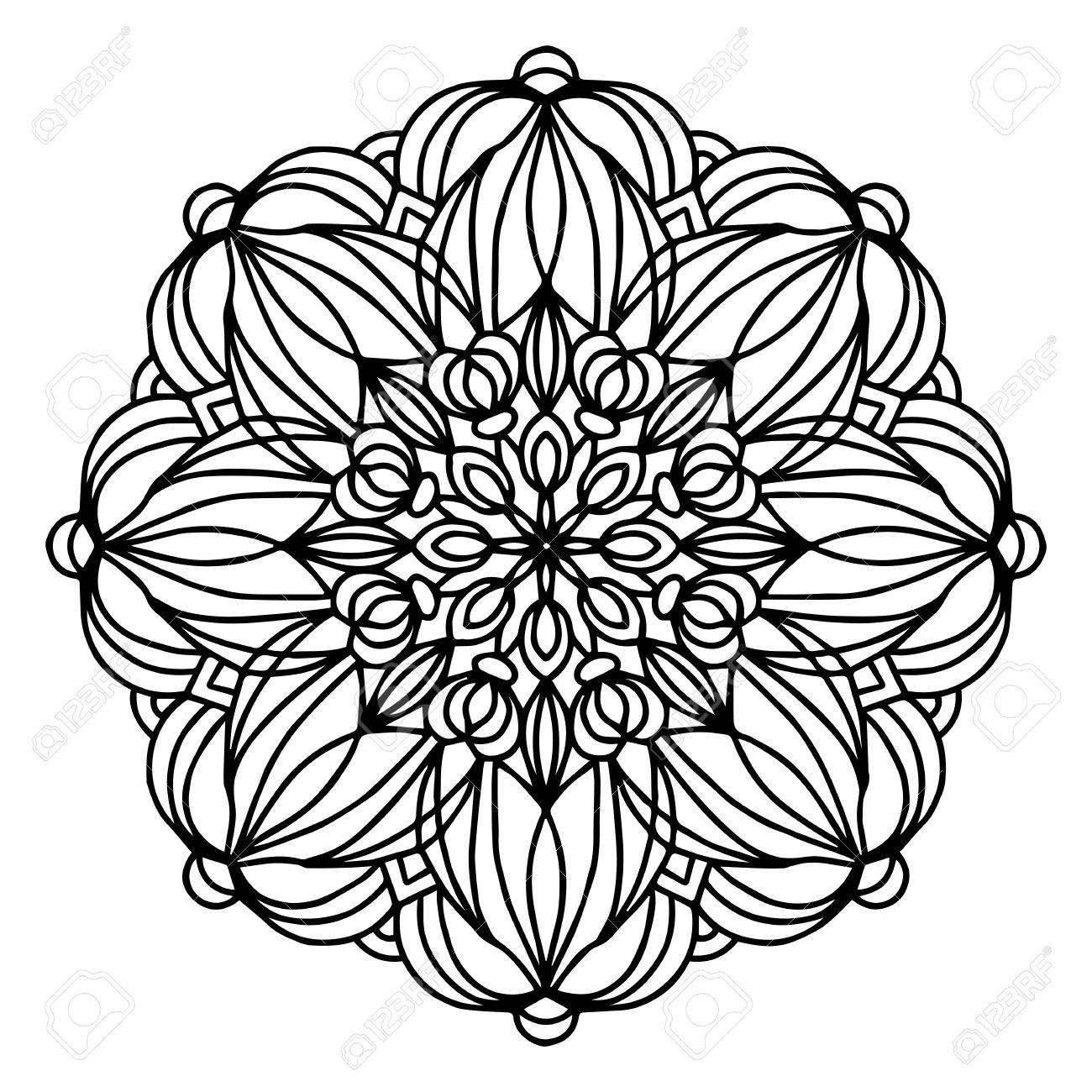 1300x1300 Hand Drawing Doodling Mandala Coloring Page Isolated Royalty Free
