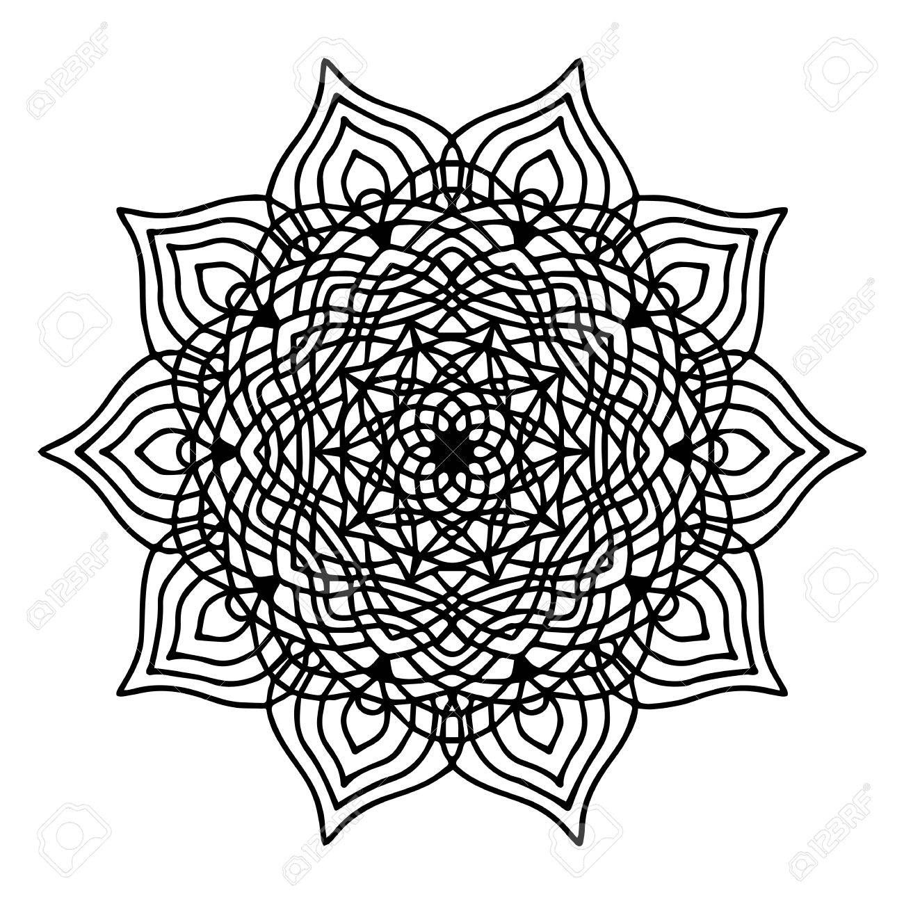 1300x1300 Sun Hand Drawing Doodling Mandala Coloring Page Isolated Royalty